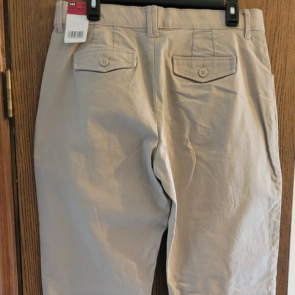 Lee Comfort Fit stretch straight leg pants, "Sahara" tan, size Misses 12 Long - Picture 2 of 15